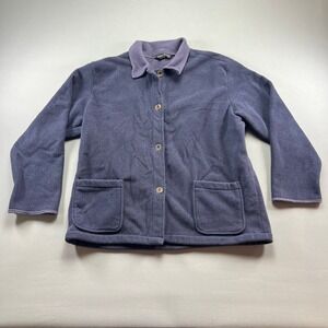 Friday Harbor Fleece Jacket Womens XL Purple Button Front Pockets Casual Warm